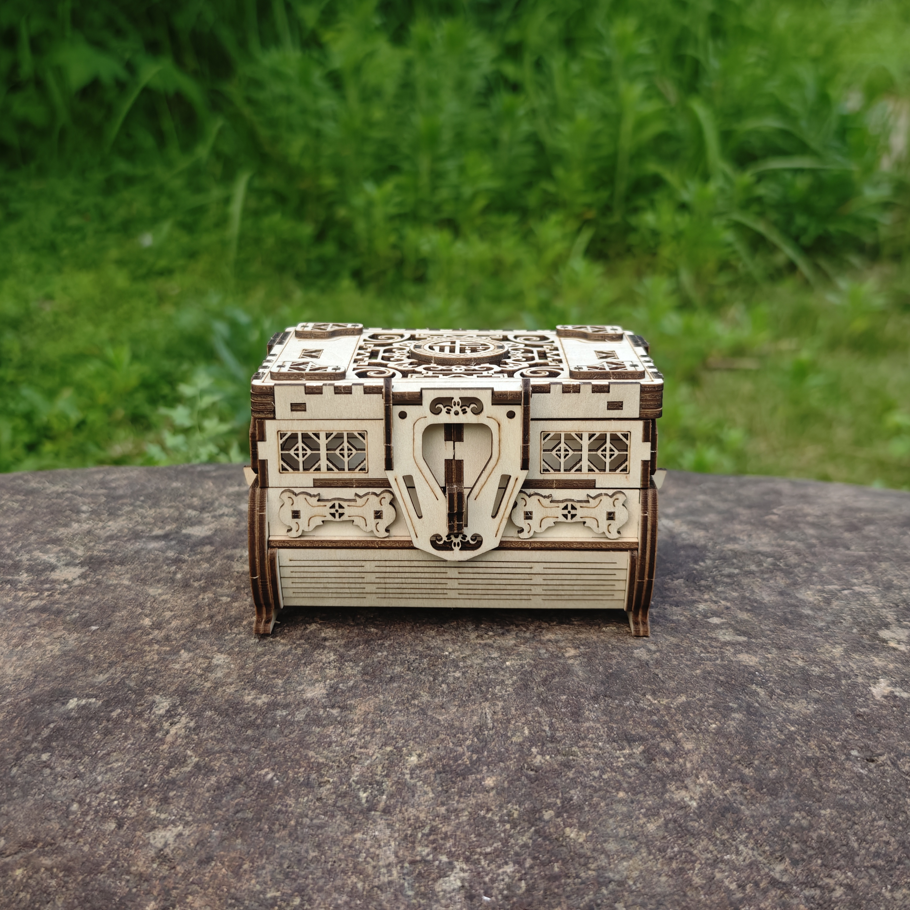 DIY 3D Treasure Box Wooden Puzzle Game Assembly Adult Building Block Jewelry Box