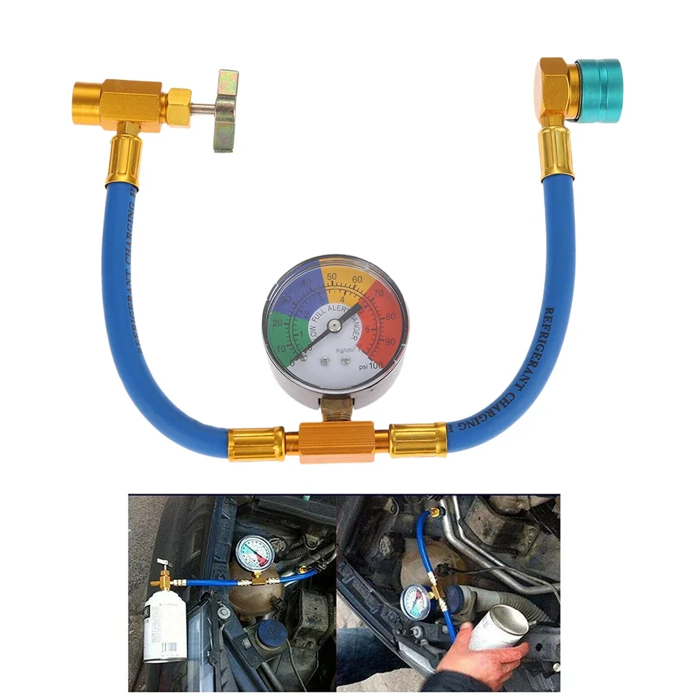 R1234yf Klimaanlage Gas kühler mit Zoll acme lh Kältemittel Gas Nachfüllung 14mm Low Side Schnell kupplung für Automobile