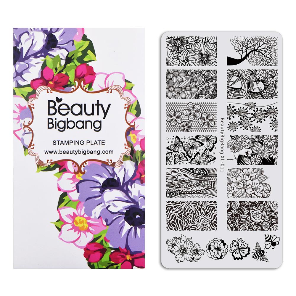 BeautyBigBang Stamping Plates 6*12cm Summer Flower Butterfly Nail Mold Accessories Plate Rectangle Nail Art Template BBB XL-011: 11