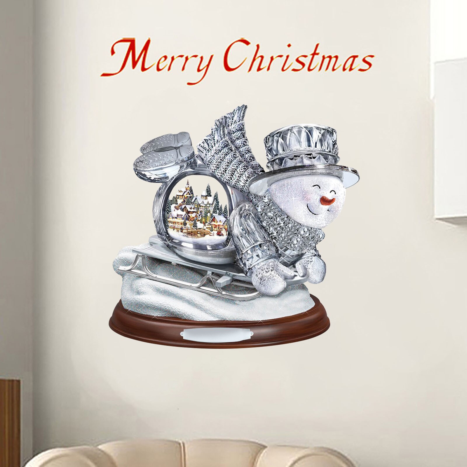 Christmas Tree Rotating Sculpture Train Decorations Paste Window Paste Stickers Christmas Decorations for Home Adesivos de pared