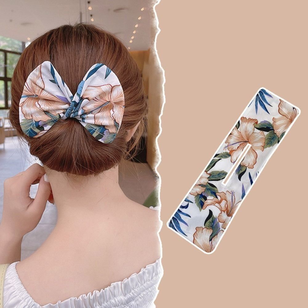 Diadema con estampado de moño, horquilla para mujer y niña, tela artesanal, creador de moño circular, soporte para cola de caballo, diadema, rizador, accesorios para el cabello
