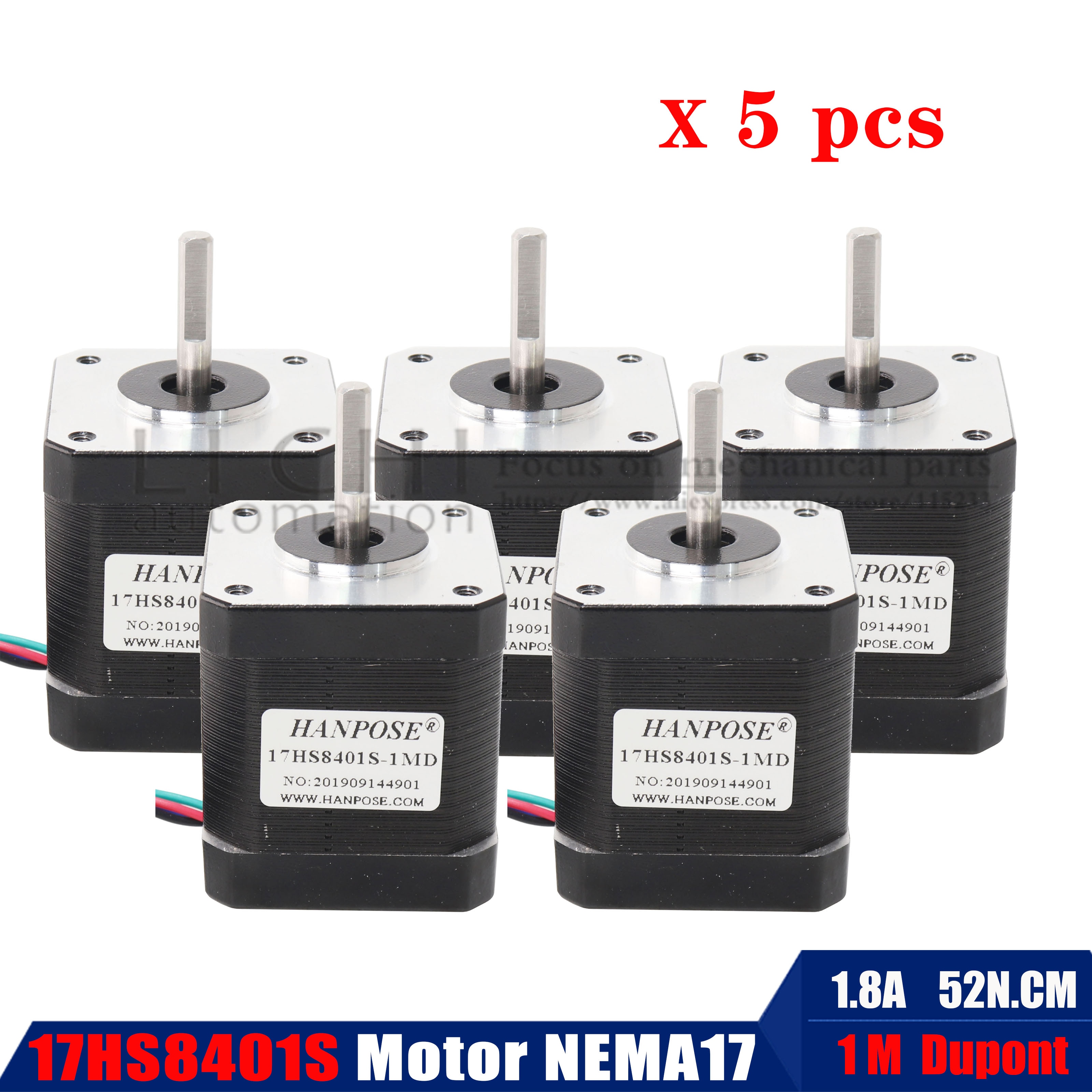 4 Lood Nema17 Stappenmotor 42 Motor Nema 17 Motor 42Bygh 48Mm 1.8A (17HS8401S-DP) motor Voor Cnc Xyz 3d Printer Motor