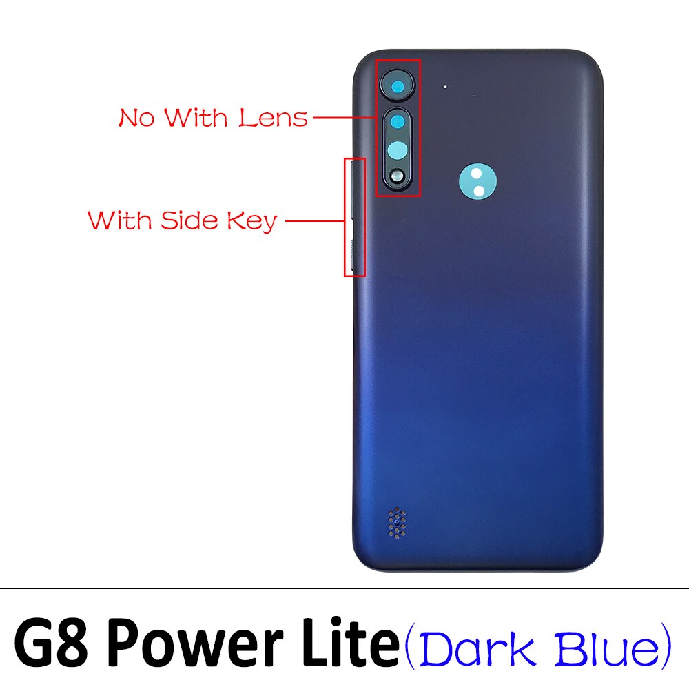 Battery Back Cover Rear Battery Housing with Glue For Motorola Moto G5 G6 E6 Play E7 Plus G8 Power Lite One Vision X4: G8 power lite Blue