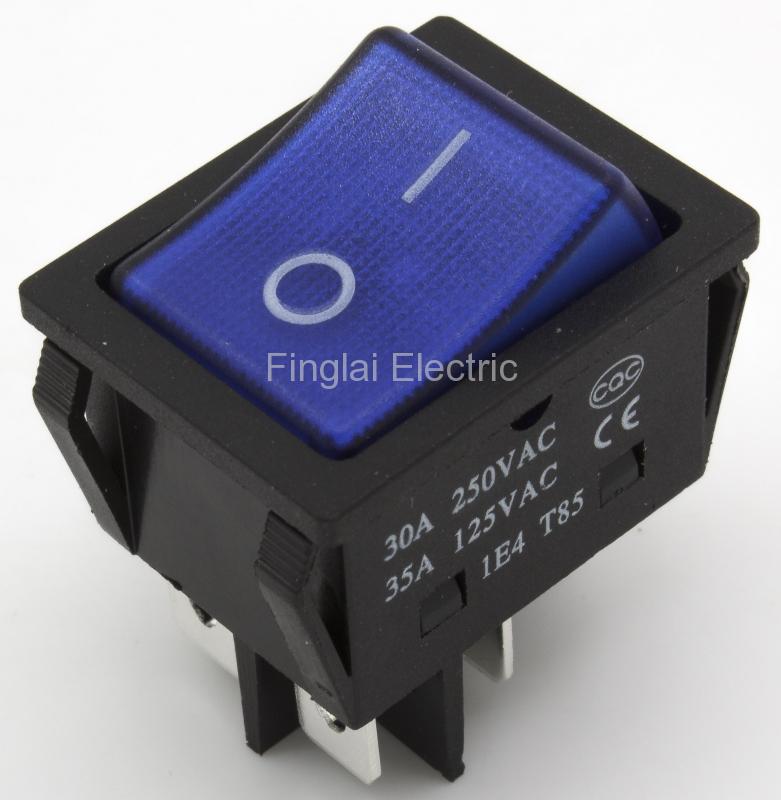 Kcd 4-201n-3 perforeret 30 x 22 mm 30a 4 pin til - fra båd vippekontakt kcd 4 serie afbryder med 220v lys: Blå