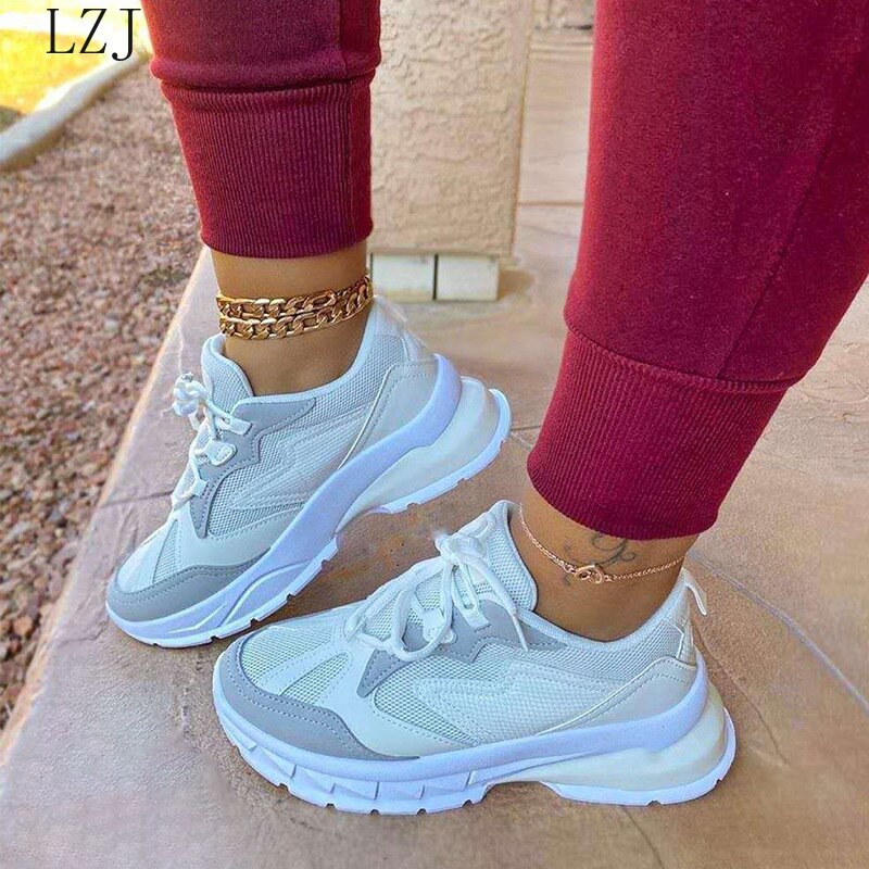 Frauen Sneaker Plattform Vulkanisierte lässig Flache Sport Laufschuhe Plus Größe Damen Komfort Atmungsaktive Schuhe
