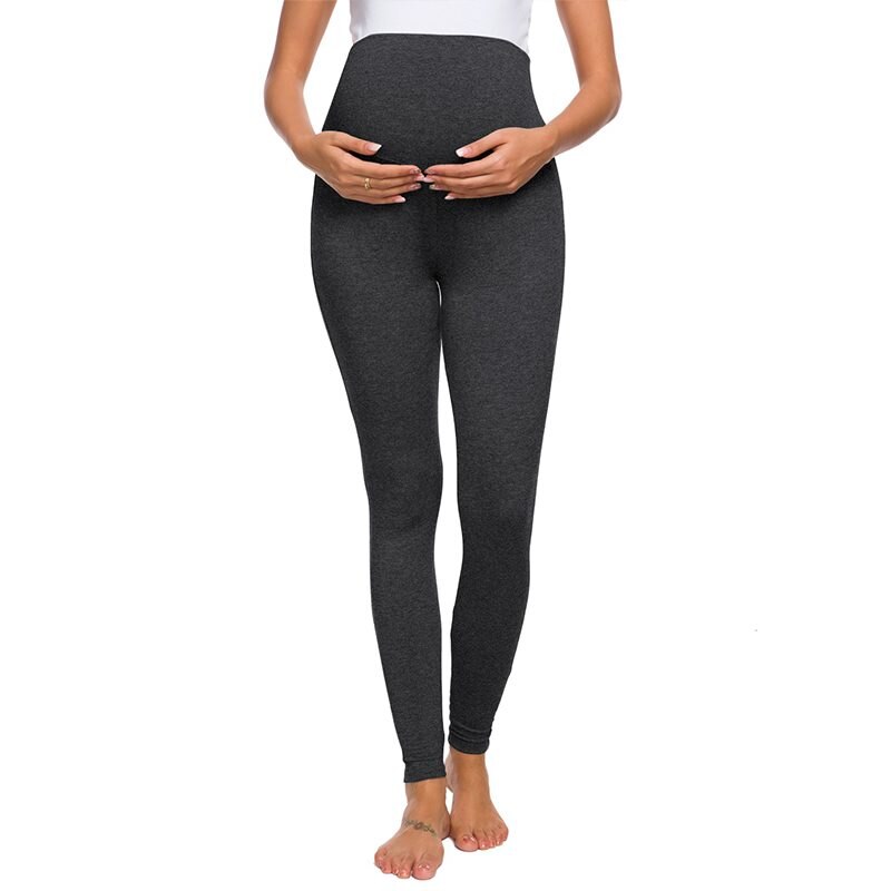 Kvinders barsel yoga bukser elastisk legging stretch blød graviditetstøj i fuld længde pasform mave skinny afslappet barsel bukser: L