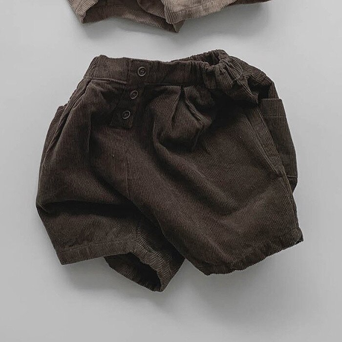 0-24m efterår baby drenge piger corduroy shorts vinter varm løs elastisk bukser shorts ensfarvet midt i taljen vild