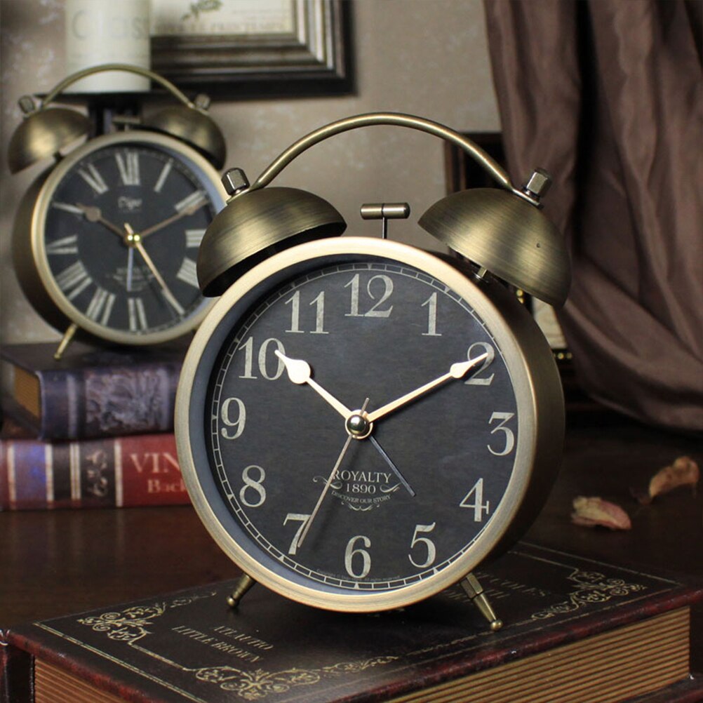 1pc Alarm Clock Practical Retro Metal Table Clock Alarm Clock Table Alarm for Friends Family