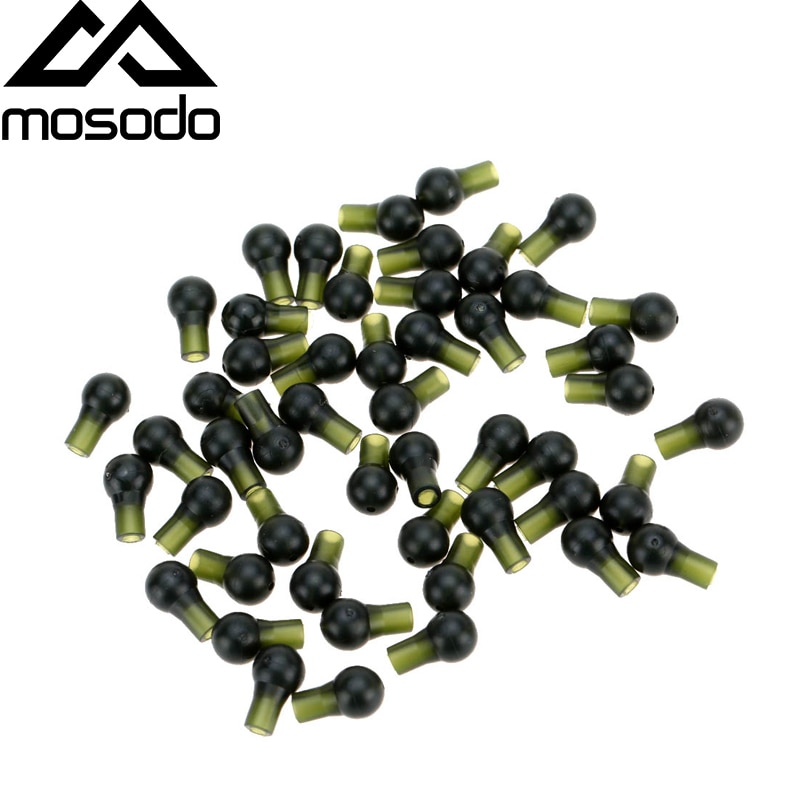 Mosodo 50pcs Round Head Buffer Beads Anti-tangle Sleeves Tail Rubber Tube Terminal Rigs Fishing Accessories Carp Fishing Tackle