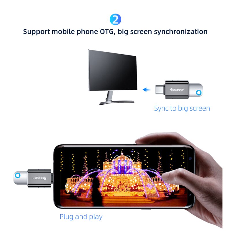 Essager USB Type C OTG Adapter USB 3.0 To USB C Male Converter For Samsung S20 Xiaomi Mi 9 10 USB-C Female Connector TSLM1
