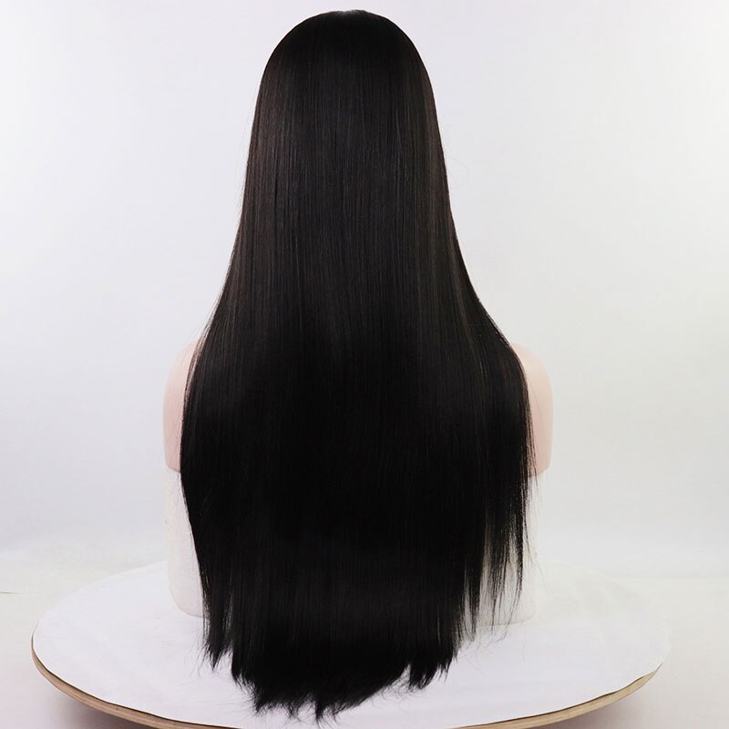 Bomshell Black female wig silky straight synthetic hair lace front wig glueless heat-resistant fiber hair for white women wigs