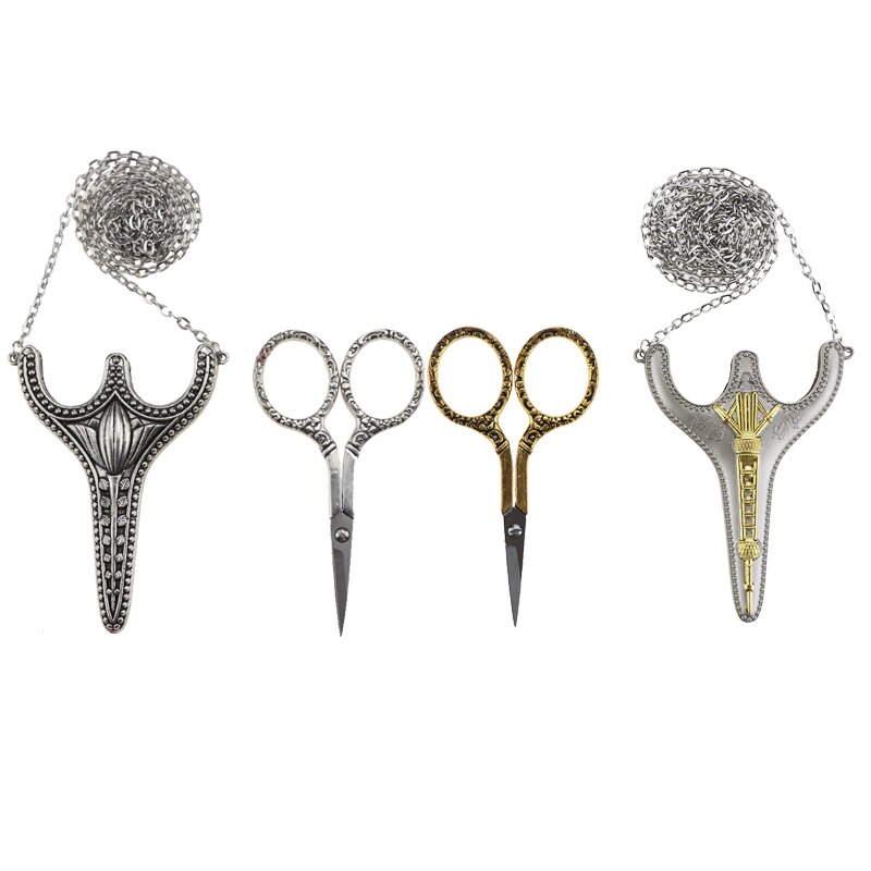 Stainless steel safety sewing scissors set with jacket chain Embroidery and sewing work