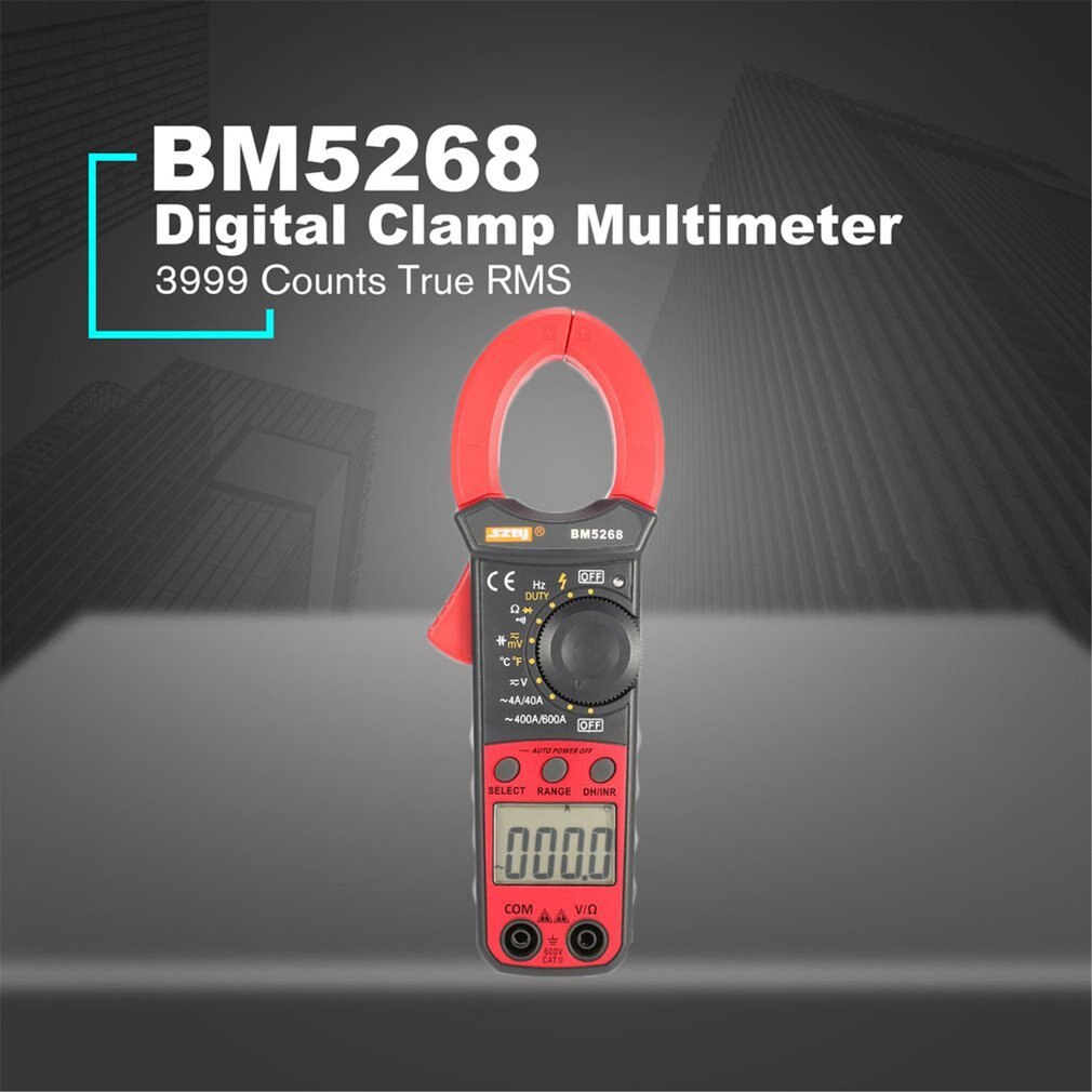 BM5268 Handheld Digital Clamp Meter Multimeter True RMS AC/DC Volt Amp Ohm Capacitance Frequency Temperature Diode Tester