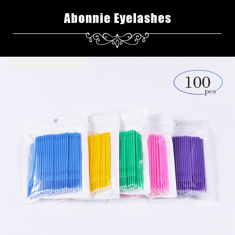 100 stk/pakning fnug engangs makeup børster individuelle vippefjernende værktøjer vatpinde mikrobørster øjenvippe forlængelse værktøj