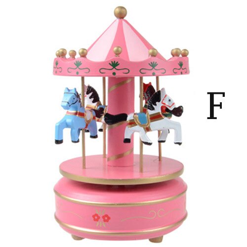 Giocattolo creativo Carosello di Legno della cassa di Risonanza Merry-Go-Round Music Box Giocattoli Per Bambini Regali Di Compleanno: F