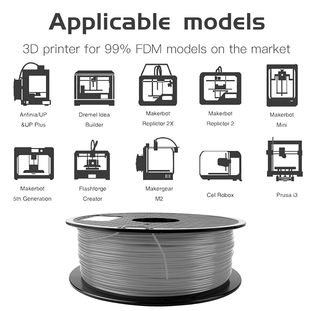 Pla filament1.75mm 1kg cinza cor dimensional precisão +/-0.02mm filamento impressora 3d para impressora 3d