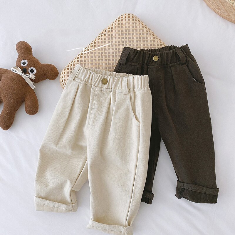 Pantaloni Casual per bambini primavera e autunno pantaloni per bambini tinta unita moda neonati pantaloni coreani vestiti per bambini pantaloni per bambini