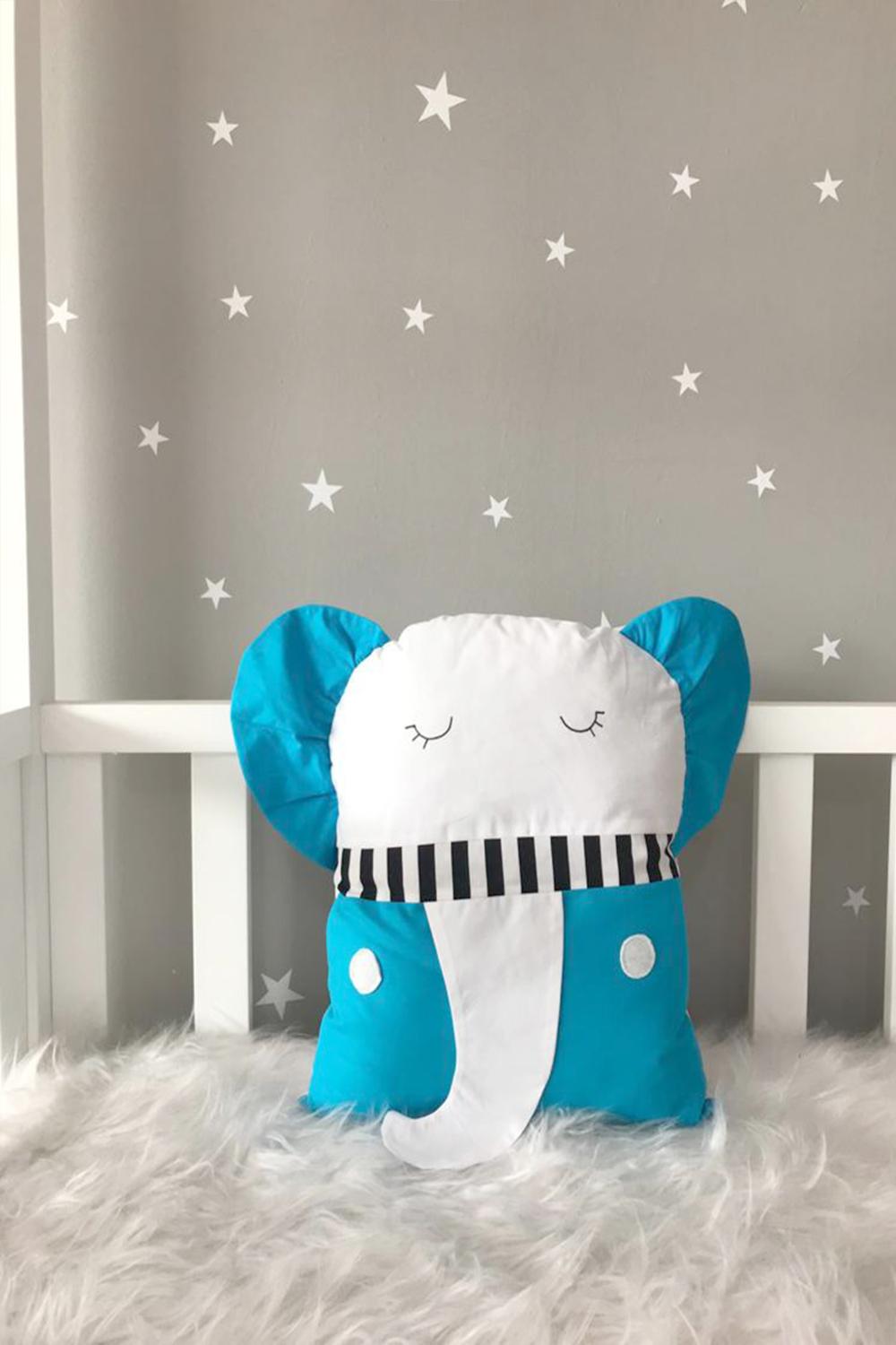 Jaju Baby Kidimoon Blauwe Olifant Wieg Bescherming Decor Kussen