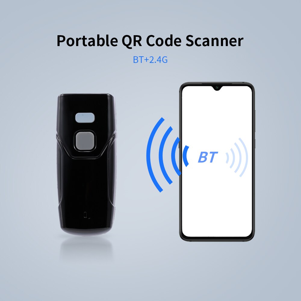 QR Draadloze Barcode Scanner BT & 2.4G Draadloze Verbinding Draagbare Codebar/QR/Data Matrix/PDF417 Scanner voor Laptop