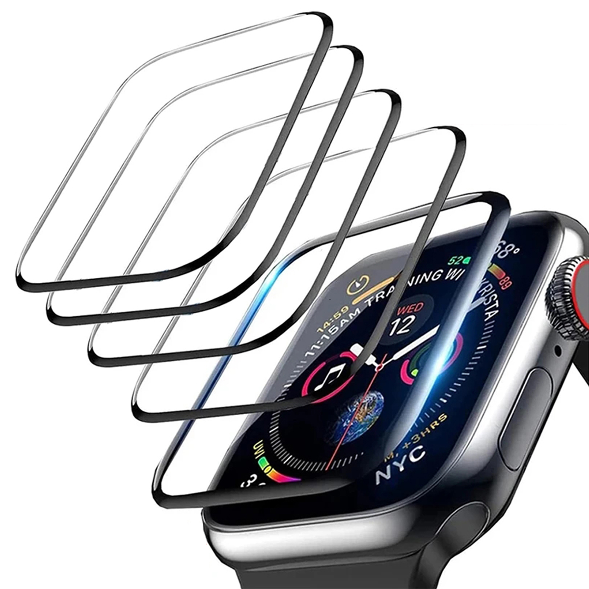 Skärmskydd för apple watch series 7 8 45mm tillbehör 38mm glas 9d hd full film iwatch 41mm 6 5 3 se 44mm 40mm 42mm: M / Beige