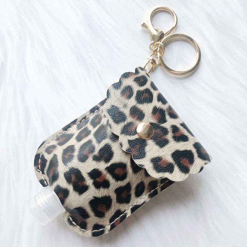 60Ml Reizen Lekvrije Leather Case Sleutelhanger Tas Hervulbare Lege Fles Voor Handdesinfecterend Bag Met Key Ringen Hanger fles