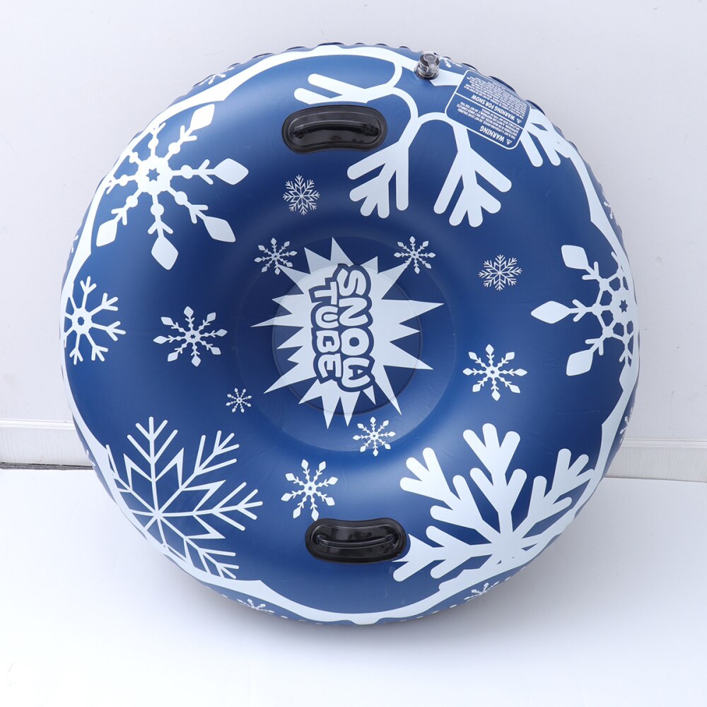 47 Inches Black Inflatable Snow Tube PVC Snowflake Printing Snow Sled Heavy Duty Circle for Skiing Skating and Snow Games: Blue