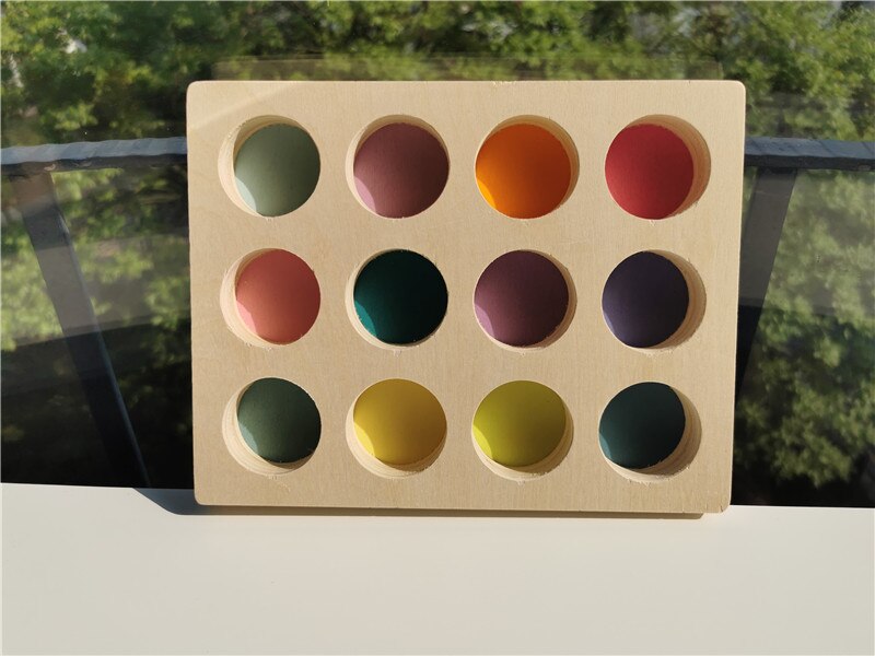 6/12 stücke Häkeln Holz Regenbogen Puppen in Beanies für Pastell Stapelbar Blöcke Holz Natürliche Puppe in Stricken Hut montessori Spielzeug: pastle tray