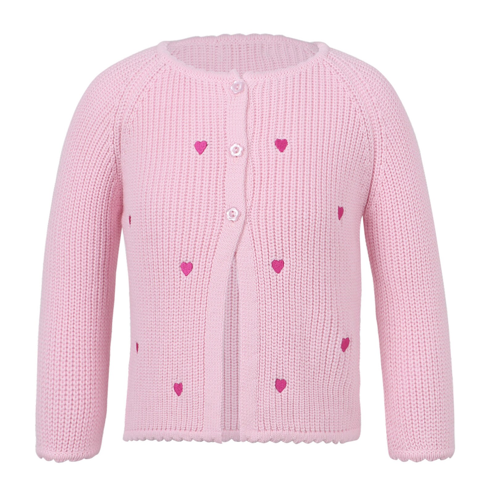 Bambini ragazze maniche lunghe Flower Girl Cape cappotti giacca Bolero stampa cuore festa nuziale Cardigan lavorato a maglia top coprispalle abiti scialle: Pink / 18m