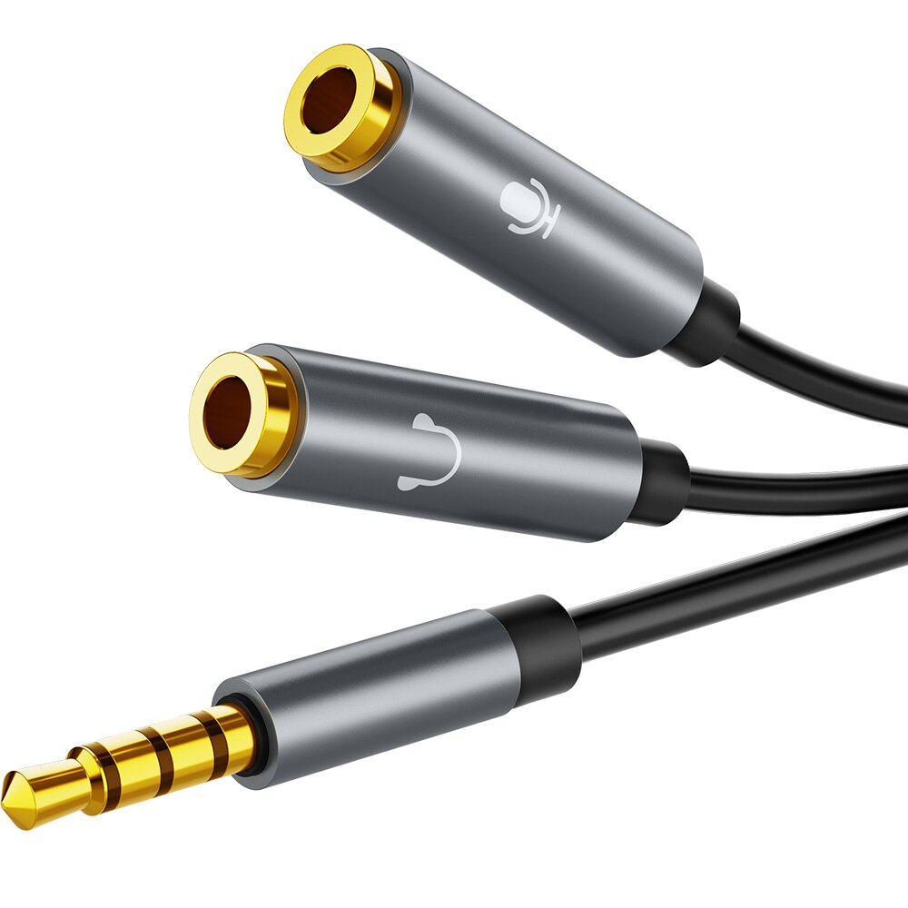 Jack da 3.5mm per cuffie Mic divisore Audio cavo adattatore prolunga Aux placcato in oro per microfono per PC