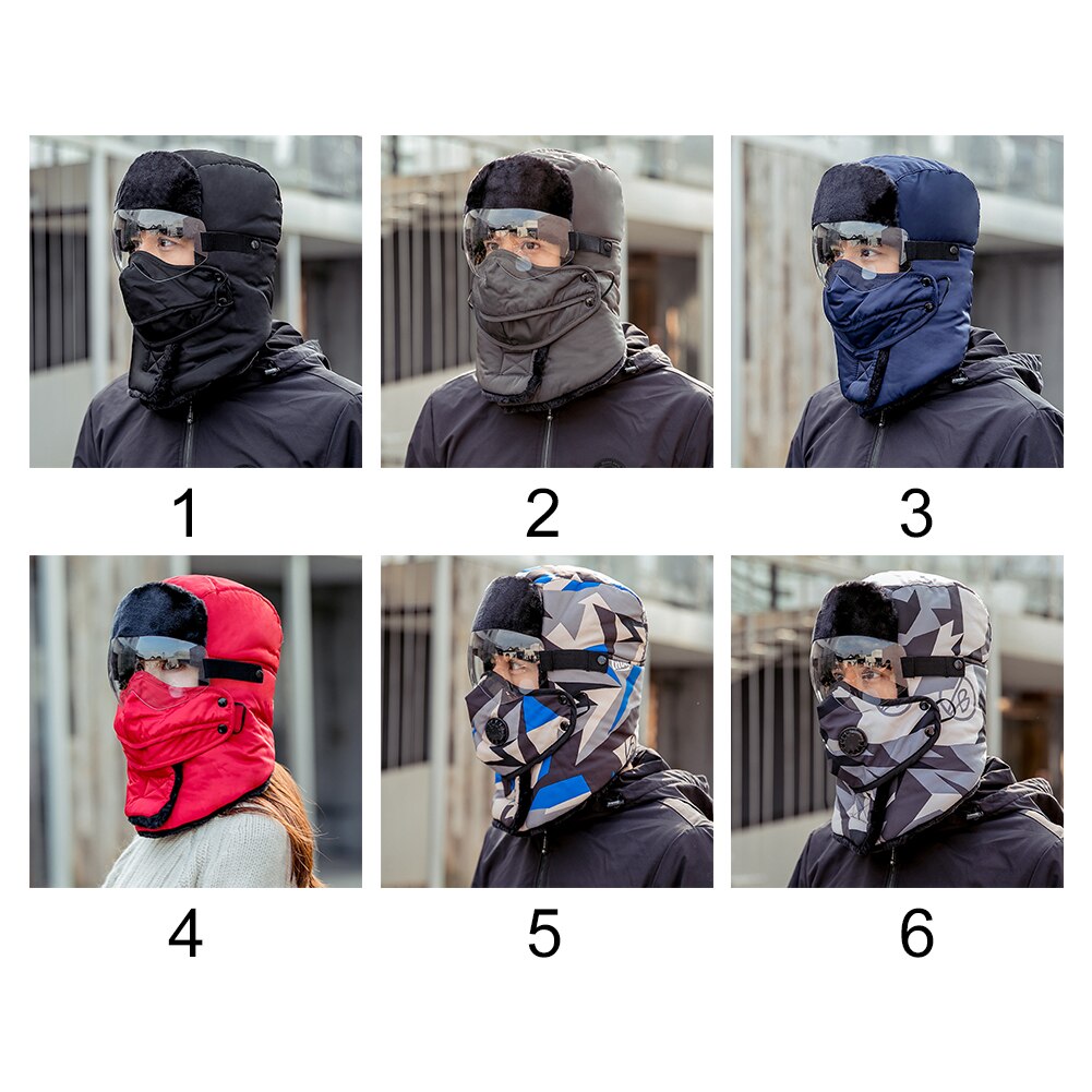 Winddicht Verstelbare Afneembare Gezicht Cover Outdoor Fietsen Camping Bomber Hoed Warm Houden Waterdichte Winter Volwassenen Met Bril