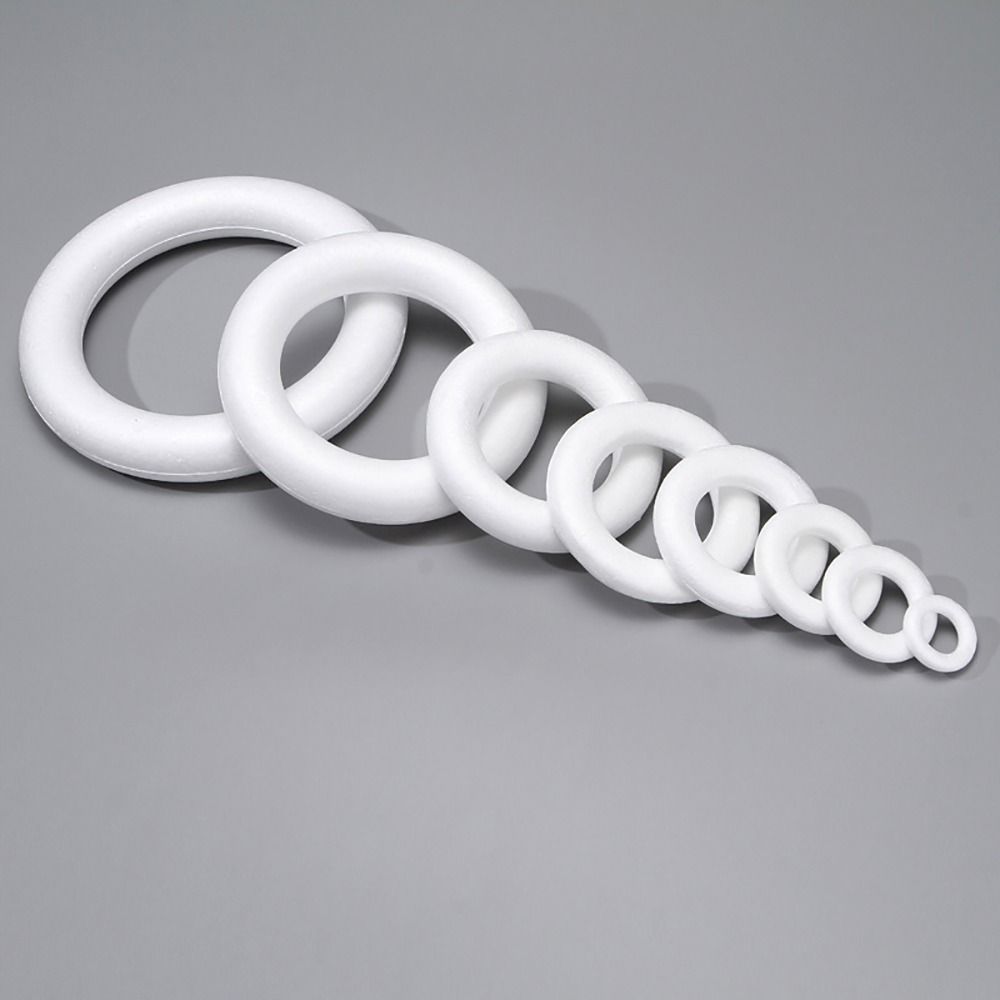 1 szt. Biały pierścień piankowy okrągły styropian DIY ręcznie robiony wieniec 5/7/8/10/12/15/17/20cm na świąteczne rzemiosło dekoracje weselne