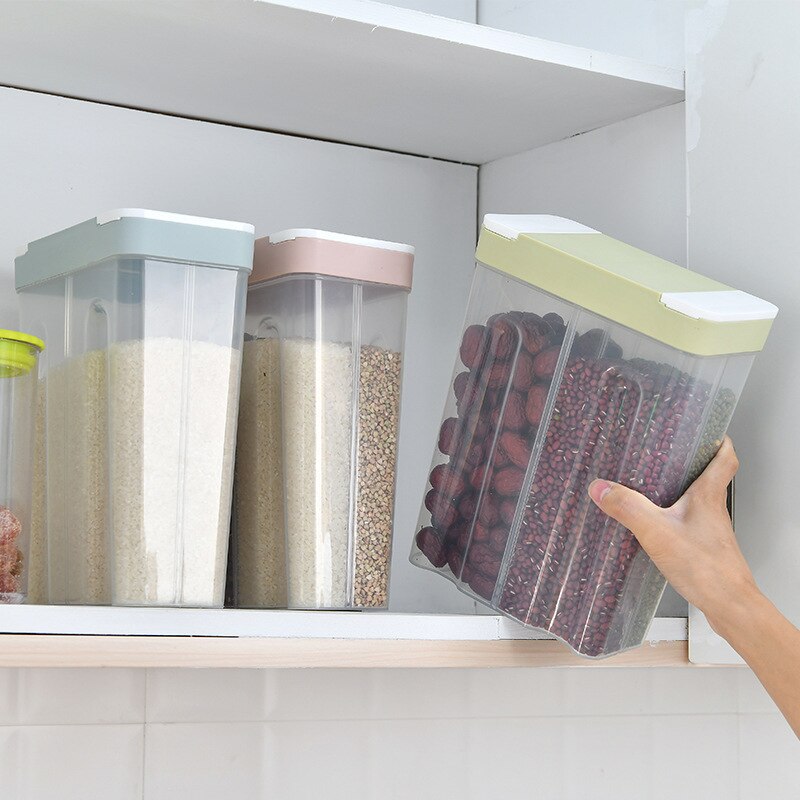 Mad køkken arrangør boks plast beholder køleskab arrangør forseglet sprødere korn låg gennemsigtig pp opbevaring boks