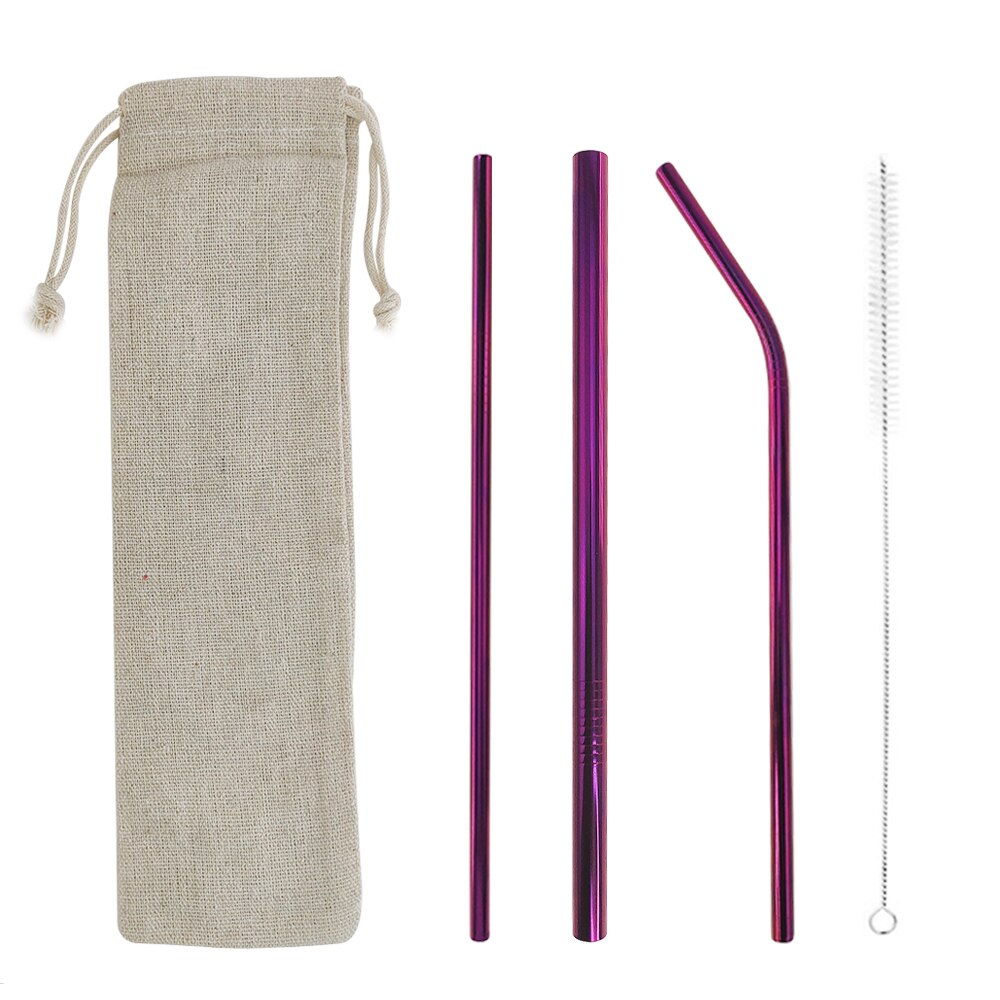 Cannuccia per accessori da festa in acciaio inossidabile 304 di alta qualità in metallo con spazzola più pulita per tazze 20/30oz: purple