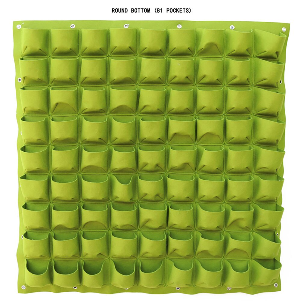 Wall Mount Hanging Planting Bags Home Supplies Multi Pockets DIY Grow Bag Planter Vertical Growing Vegetable Living Garden Bag: 81 pockets     (L)