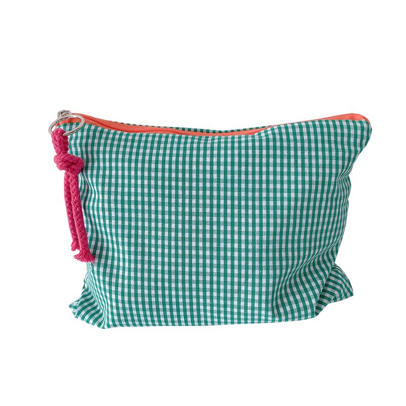 Bolsa de cosméticos coreana a cuadros para mujer, bolso de rejilla para mujer, bolso de mano de viaje, almacenamiento de lavado de teléfono, organizador de maquillaje, bolsa de aseo para niña