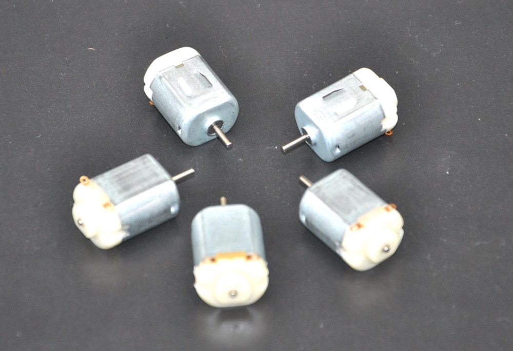 5 stk / 130 liten likestrømsmotor 3 til 5v stk miniatyrmotor firehjulsmotor liten 17000-18000 rpm+(girpakke 5 stk)