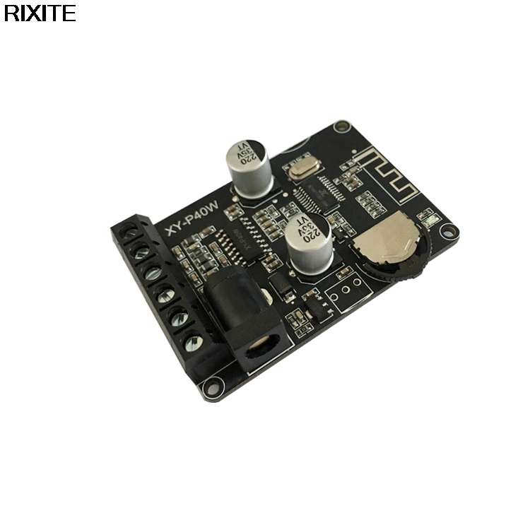 Bluetooth 5.0 stereo moc dźwięku płyta wzmacniacza 40Wx2 odbiornik Bluetooth DC 12/24V XY-P40W: Black