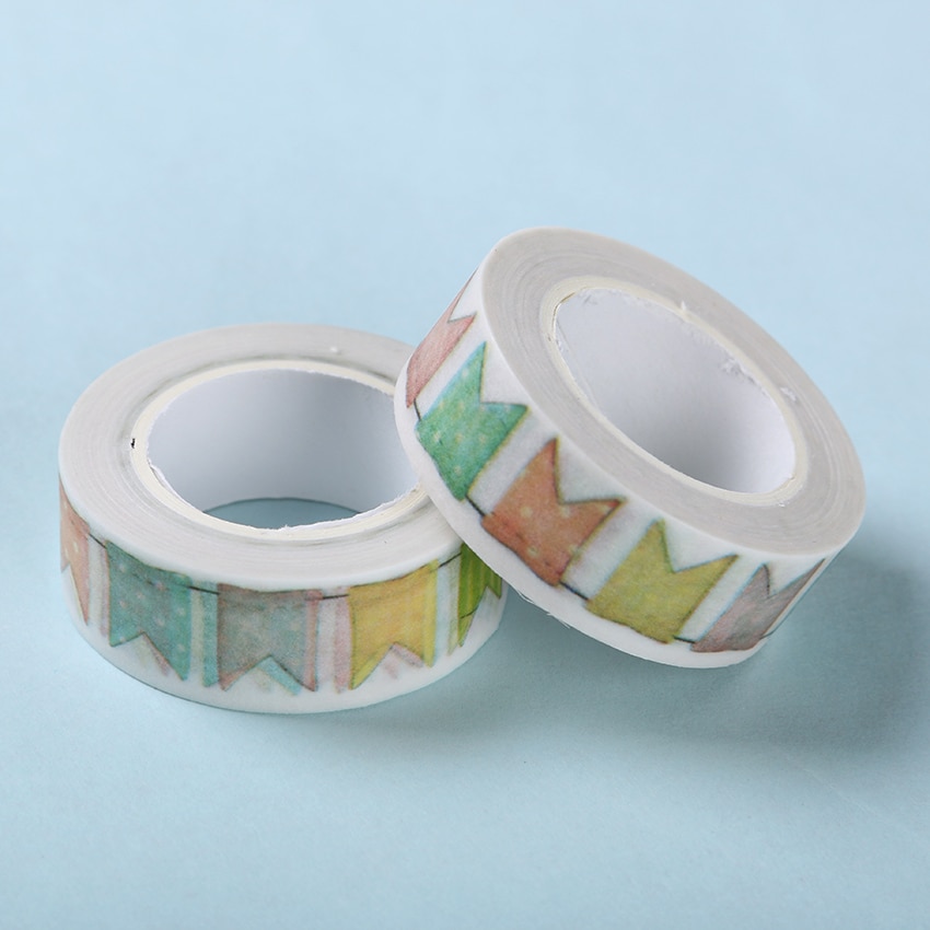 1pc söta kawaii färgade flagga washi dekoration självhäftande tejp klistermärke skola kontorsmaterial