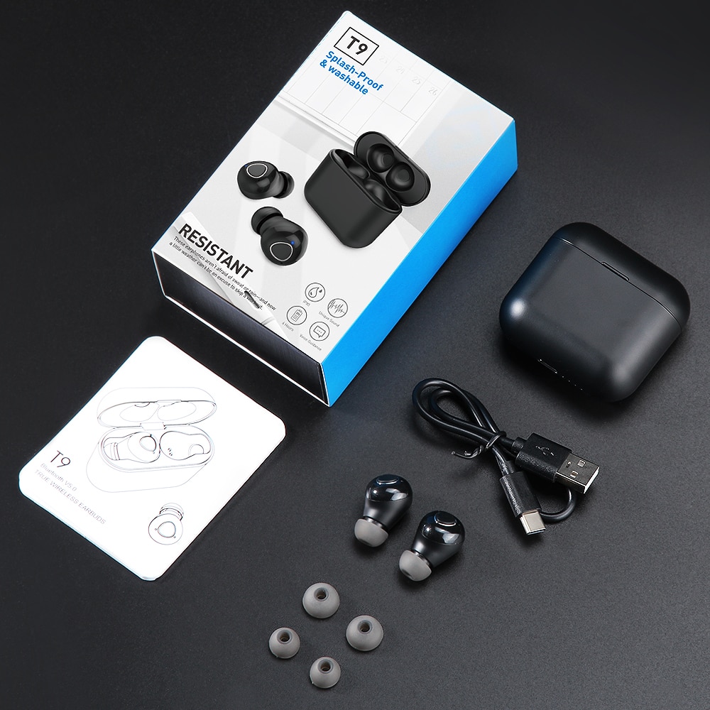 Langsdom T9 Waterproof Bluetooth Earphones for Phone Sport True Wireless Earbuds Stereo Headset with Mic ecouteur sans fil: Default Title