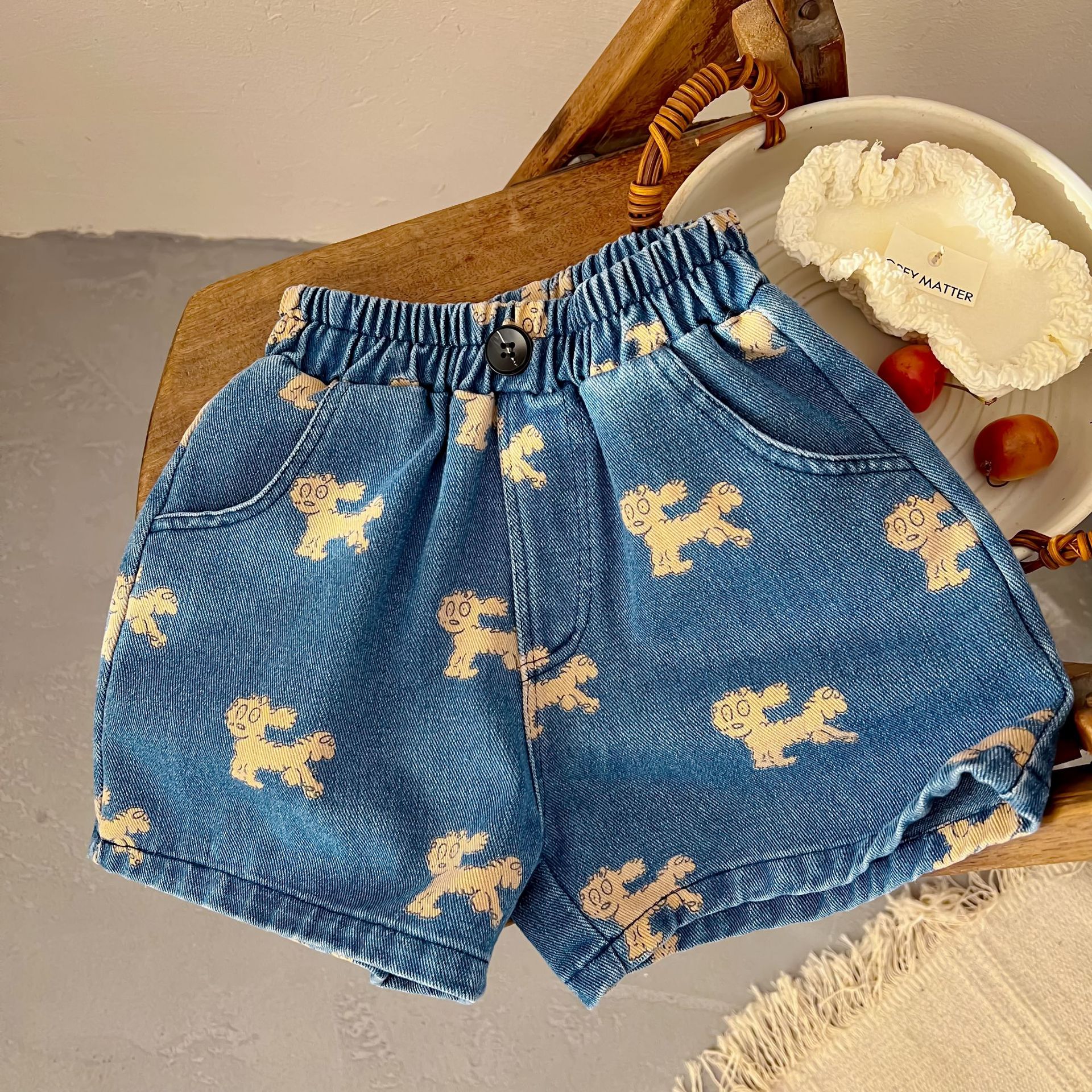 2022 Sommer Kinder Denim kurze Hose Jungen niedlich Karikatur drucken kurze Hose Baby Mädchen kurz Jean Hose Sanft Denim Kinder Strand kurze Hose