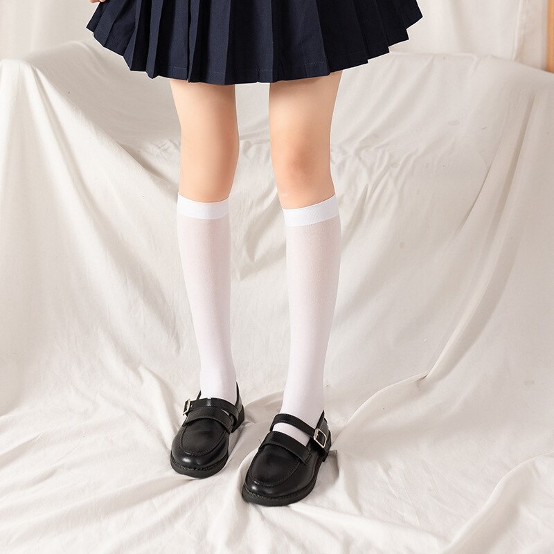 Calze a righe Lolita nere calze lunghe alte sopra le calze al ginocchio calze alte al ginocchio per ragazze calze bianche panyquelli neri: White 2