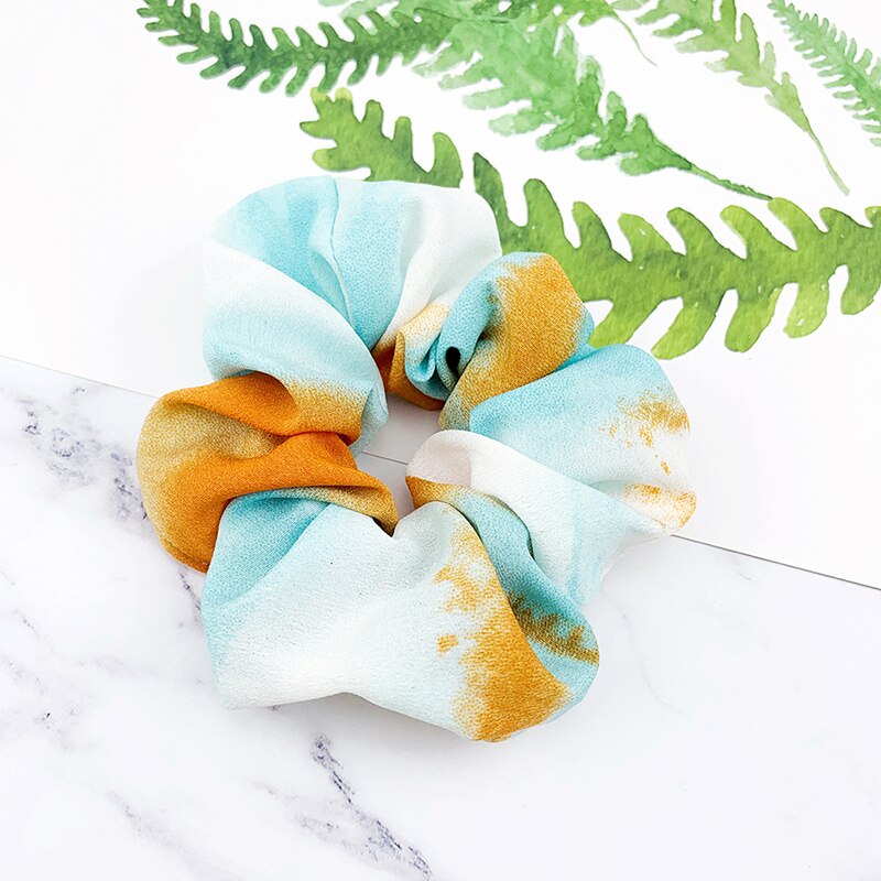 Tie-Verven Scrunchies Paardenstaart Houder Haar Das Meisjes Haar Ring Tie-Dye Print Elastische Haarbanden Vrouwen Creatieve haar Accessoires: Oranje