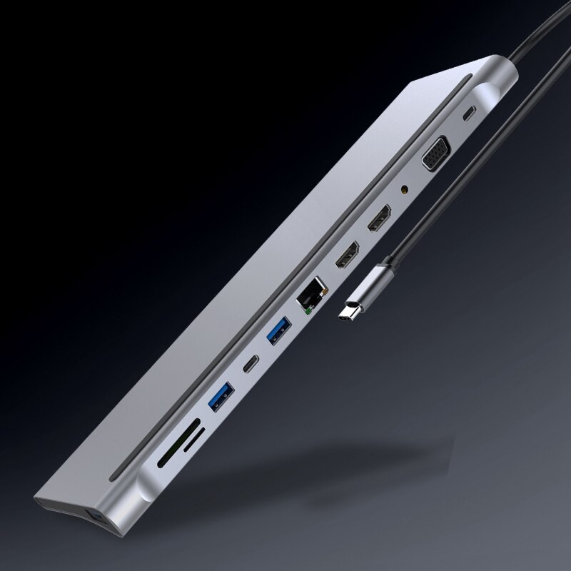 12 in 1 USB Typ C Hub Adapter Laptop Docking Bahnhof HDMI VGA RJ45 PD für HP Lenovo Oberfläche Kompatibel