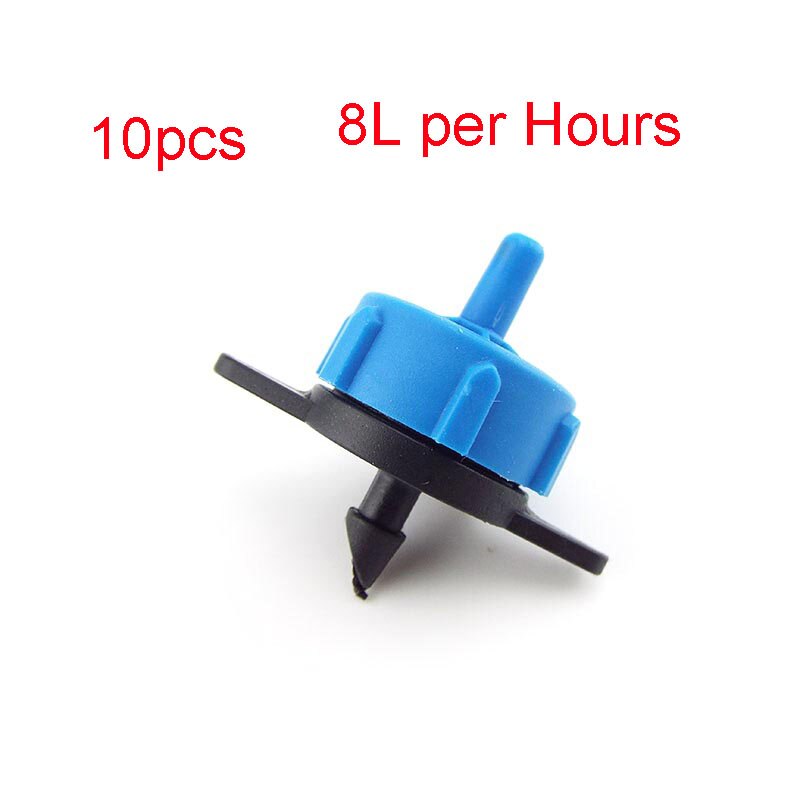 10PCS Pressure Compensating Emitter Self Cleaning Drip Irrigation Water Regulator Mini Inline Emitter Garden Tools Drip System: blue 8L per H