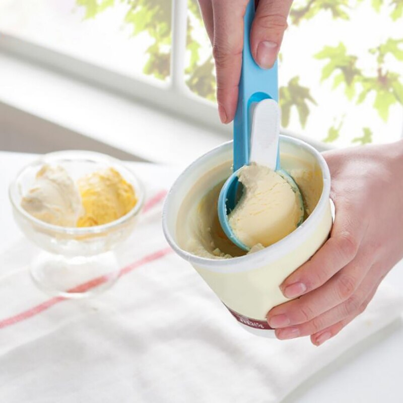 Plastic Ice Cream Scoop With Release Button Watermelon Frozen Yogurt-Sorbet Jelly And Fruit Digging Spherical Shape Scoop