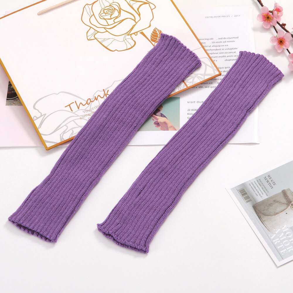 Calcetines largos hasta la rodilla para mujer, medias cálidas de punto, estilo Punk, Lolita, Cosplay, gótico, Kawaii, Hip-hop, Rock, para invierno: Purple
