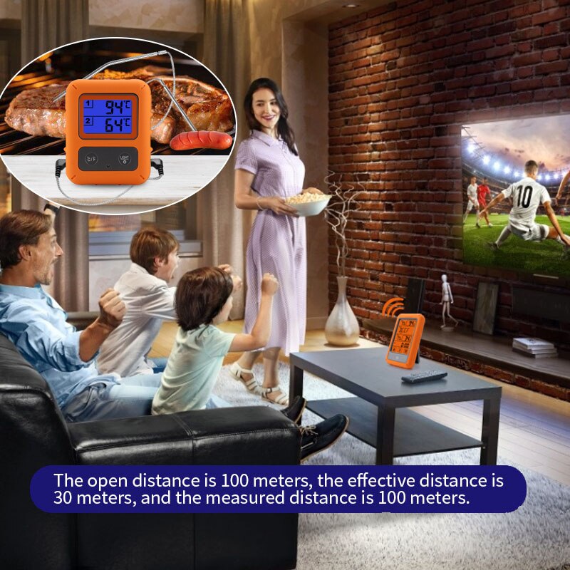 Dual Probe Wireless Digital Food Thermometer For Kitchen BBQ Smoker Grill Oven Meat Timer Alarm Waterproof LCD Temperature Meter