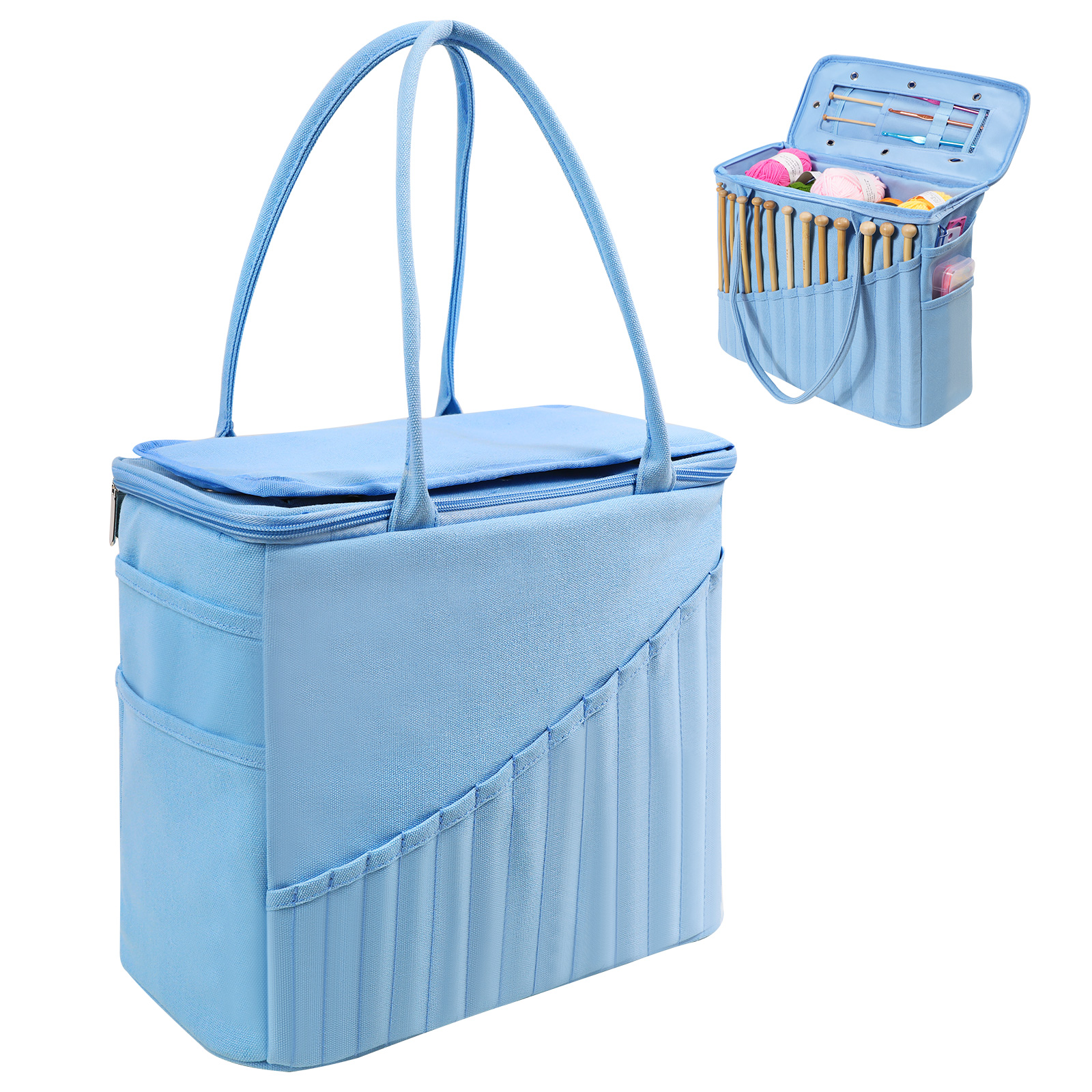 Sac de rangement pour fil à tricoter, fourre-tout, sac de rangement pour laine, crochets, aiguilles à tricoter, sac de rangement pour outils de couture, organisateur ménager de bricolage