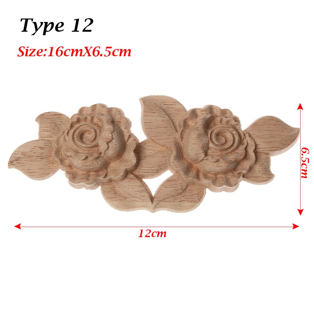 1 PC Ecke Appliques Holzschnitzerei Rose Blume Unlackiert Blumen- Geschnitzte Holz Handwerk Möbel Ornament DIY Hause Dekoration: 14