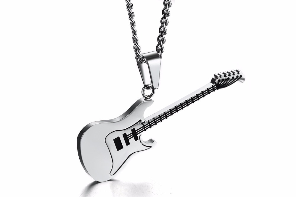 Mannen Ketting Ketting muziekinstrumenten Kettingen Gitaar Hangers Voor Man Trendy Roestvrij Stalen Sieraden